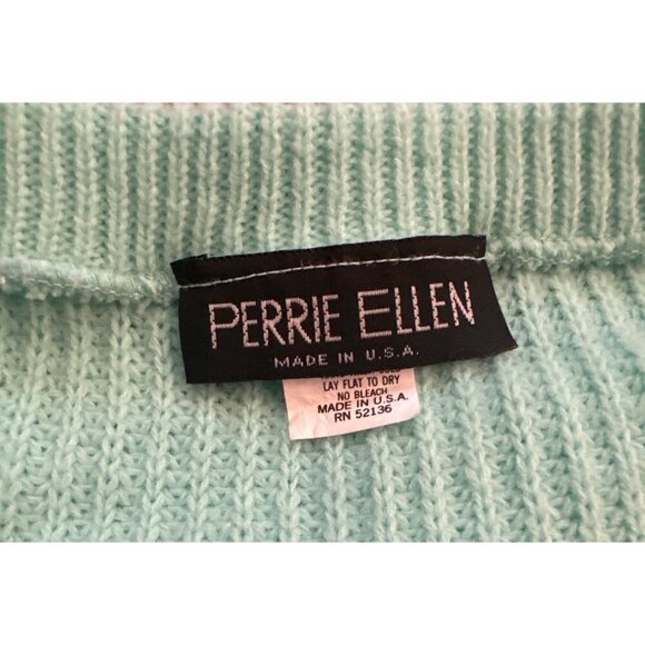Perrie Ellen 100% Acrylic V-Neck Knit Vest Mint Green Made In USA Women's M - Picture 2 of 4